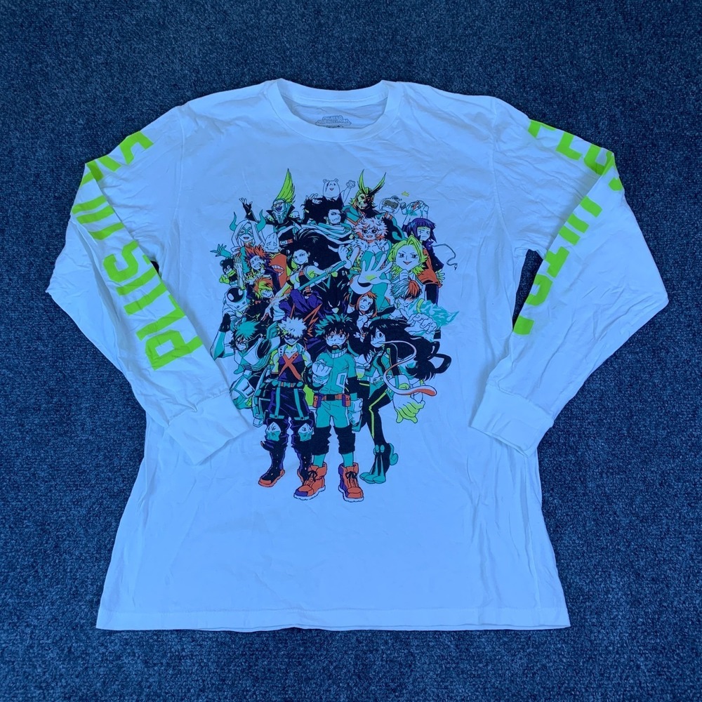 Funimation My Hero Academia Shirt Mens Medium White Good Long Sleeve Plus Ultra